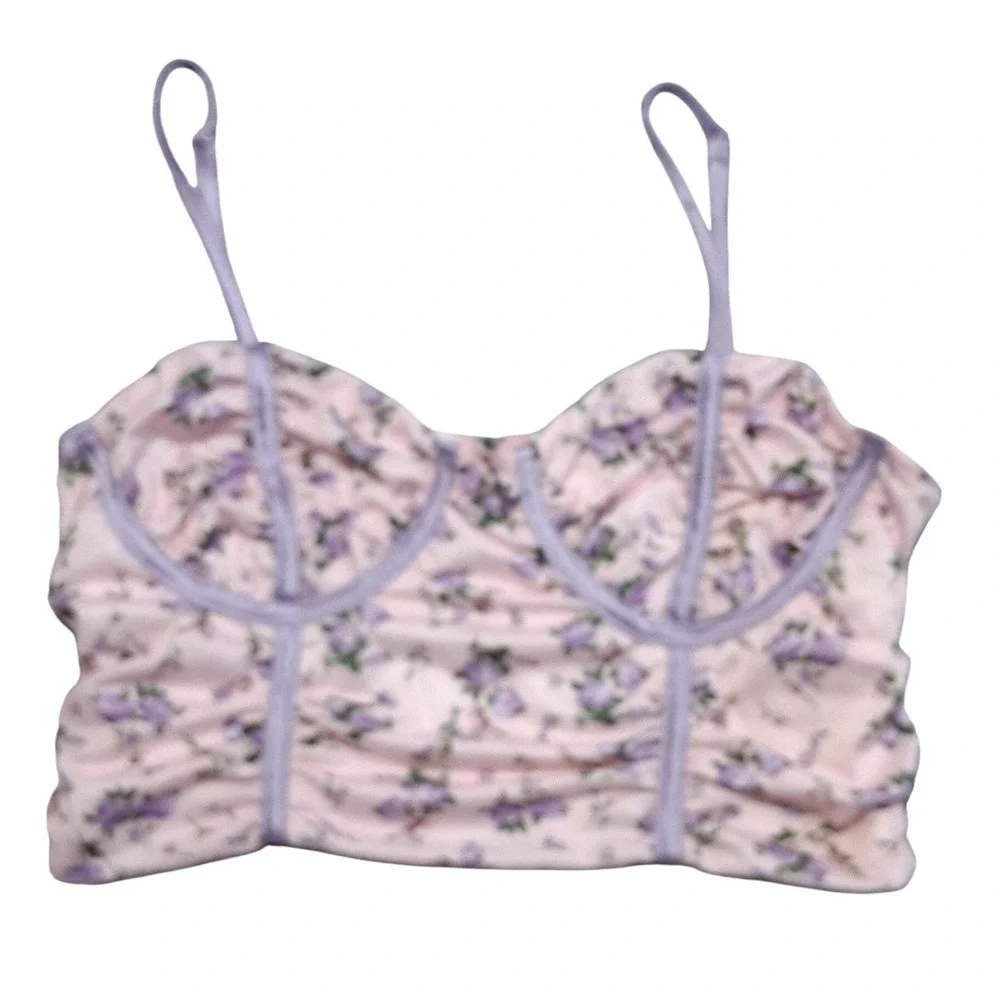 Y2k Babydoll Papaya Corset Women size Small Floral Cropped Fairygrunge Indie Top - Picture 10 of 12